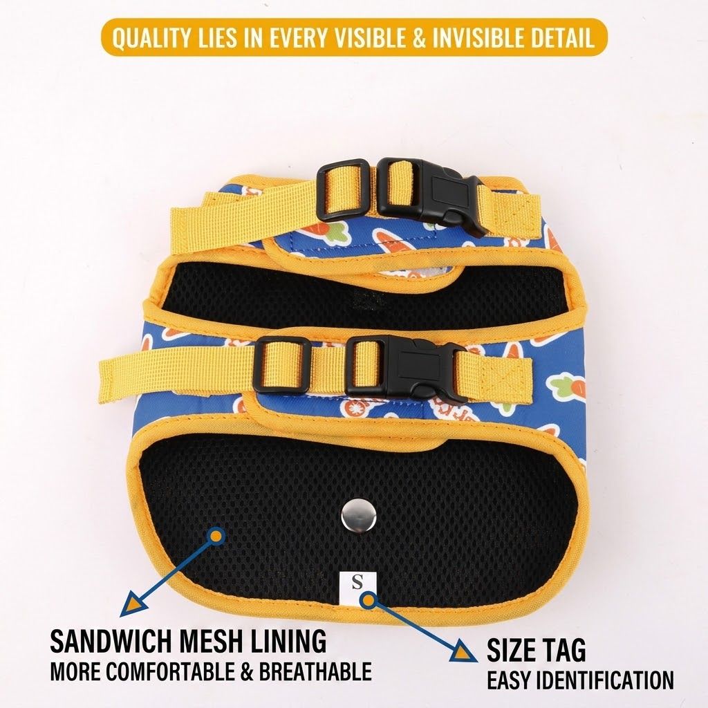 Adventure-Ready Pet Vest Harness with Matching Poop Bag Carrier – Breathable, Adjustable, and Perfect for Daily Walks, Travel, and Outdoor Fun with Your Furry Sidekick (S)