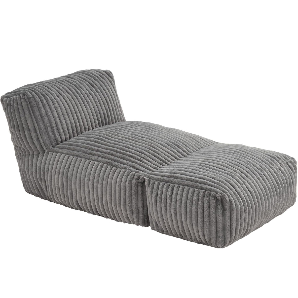 Ergonomic Bean Bag Chaise Lounger with Vertical Plush Fabric and High-Density Foam for Living Room Reading, Napping, and TV Watching (Blush)