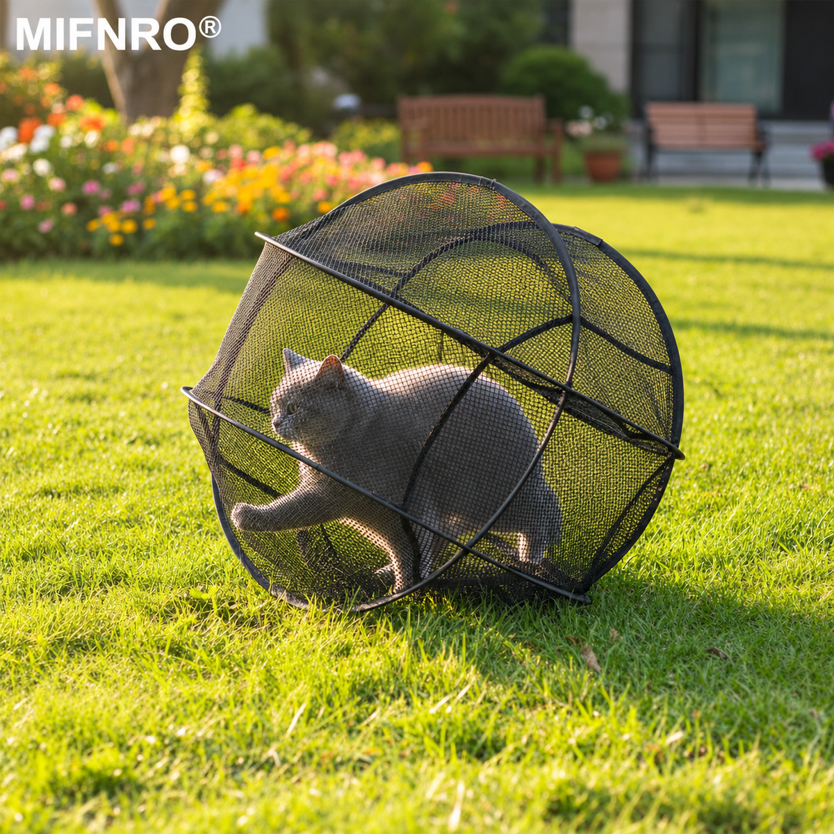 Portable Foldable Pet Playpen Pop Up Mesh Tent for Small Cats Dogs Rabbits Guinea Pigs Indoor Outdoor Travel Use with Zipper Opening and Protective Guard (Black)