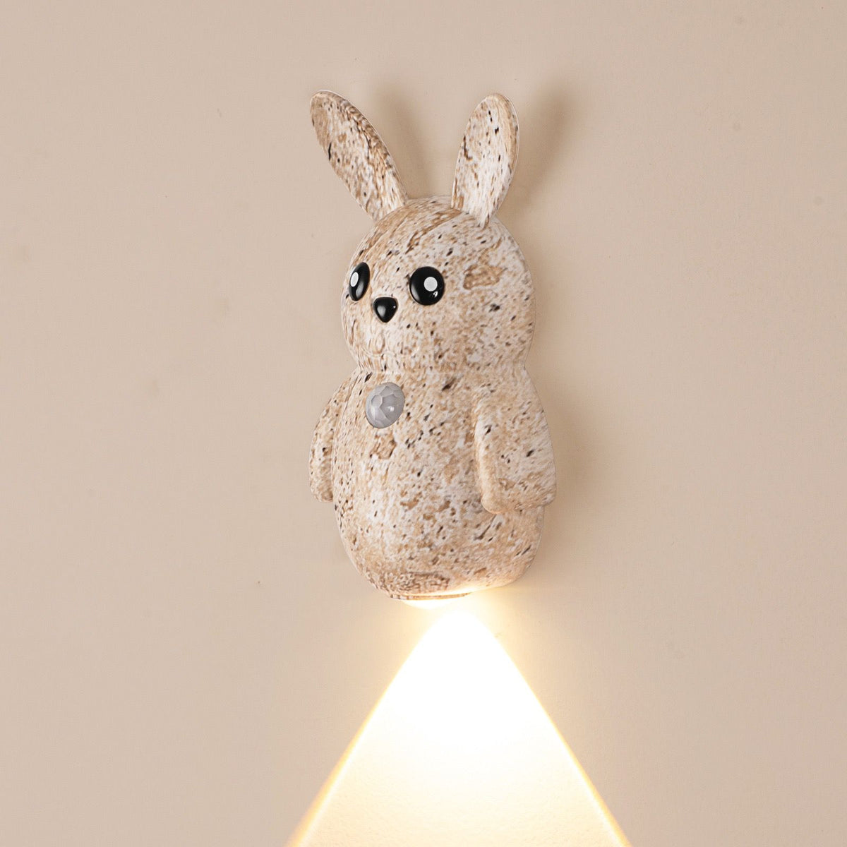 Adorable Cartoon Rabbit LED Motion Sensor Wall Light, Rechargeable Magnetic Cordless Night Lamp for Bedroom, Hallway, Stairs, and Kitchen with Dimmable Brightness and Adjustable Warm-to-Cool Glow (Wood Grain, 3PCS)