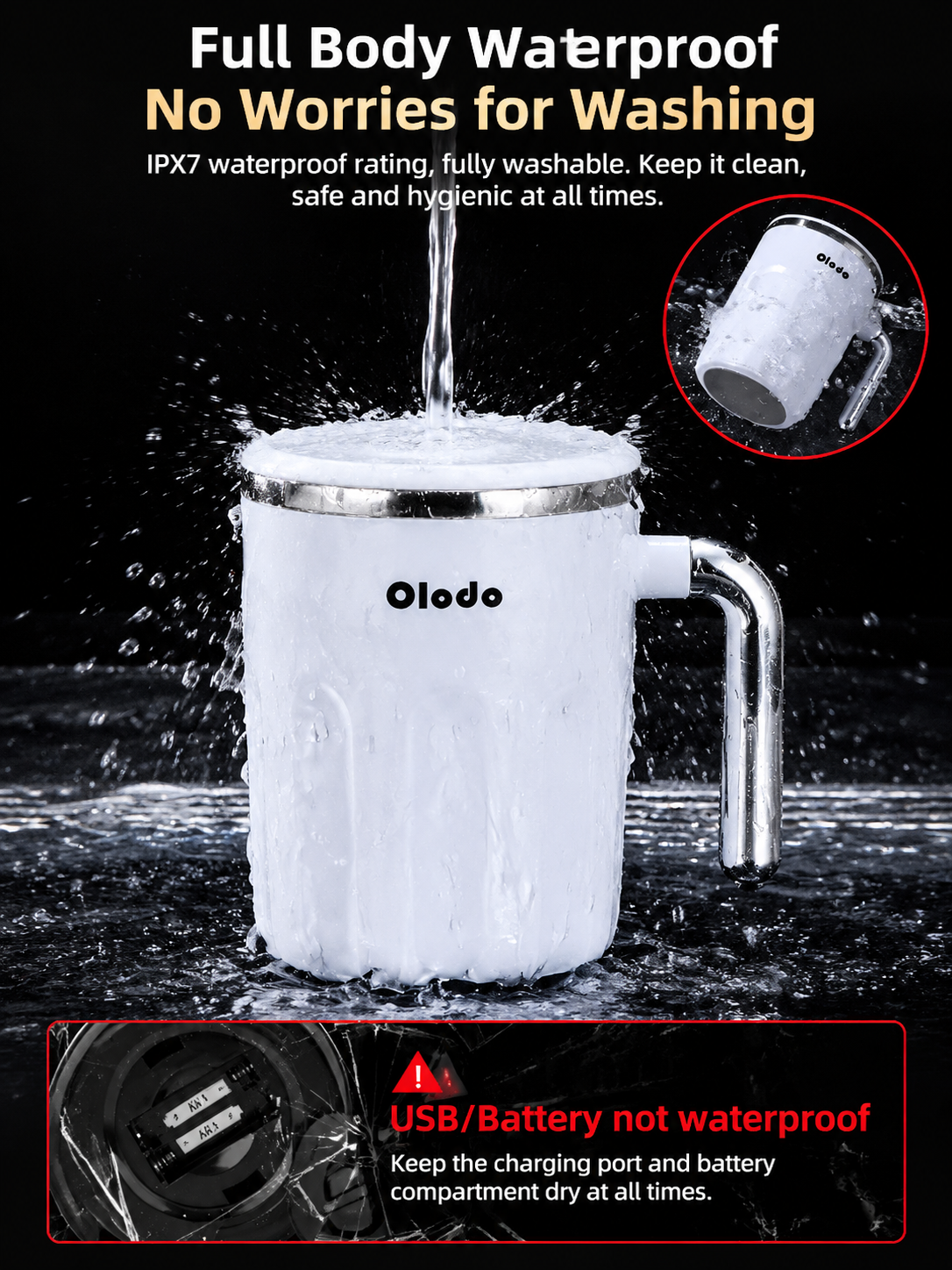 Self-Stirring Insulated Thermos Bottle with Magnetic Mixer, Battery-Free Temperature-Driven Auto Stirring Cup for Coffee, Milk Powder, Honey, and Juice at Home or Office (Navy)