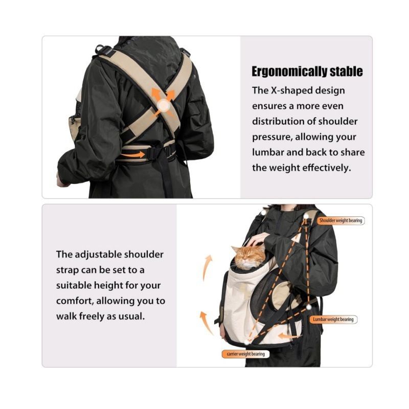 Versatile Front-Facing Pet Carrier Backpack with Breathable Mesh and Safety Leash for Small Cats and Dogs, Ideal for Outdoor Walks, Travel, and Daily Adventures (Black)