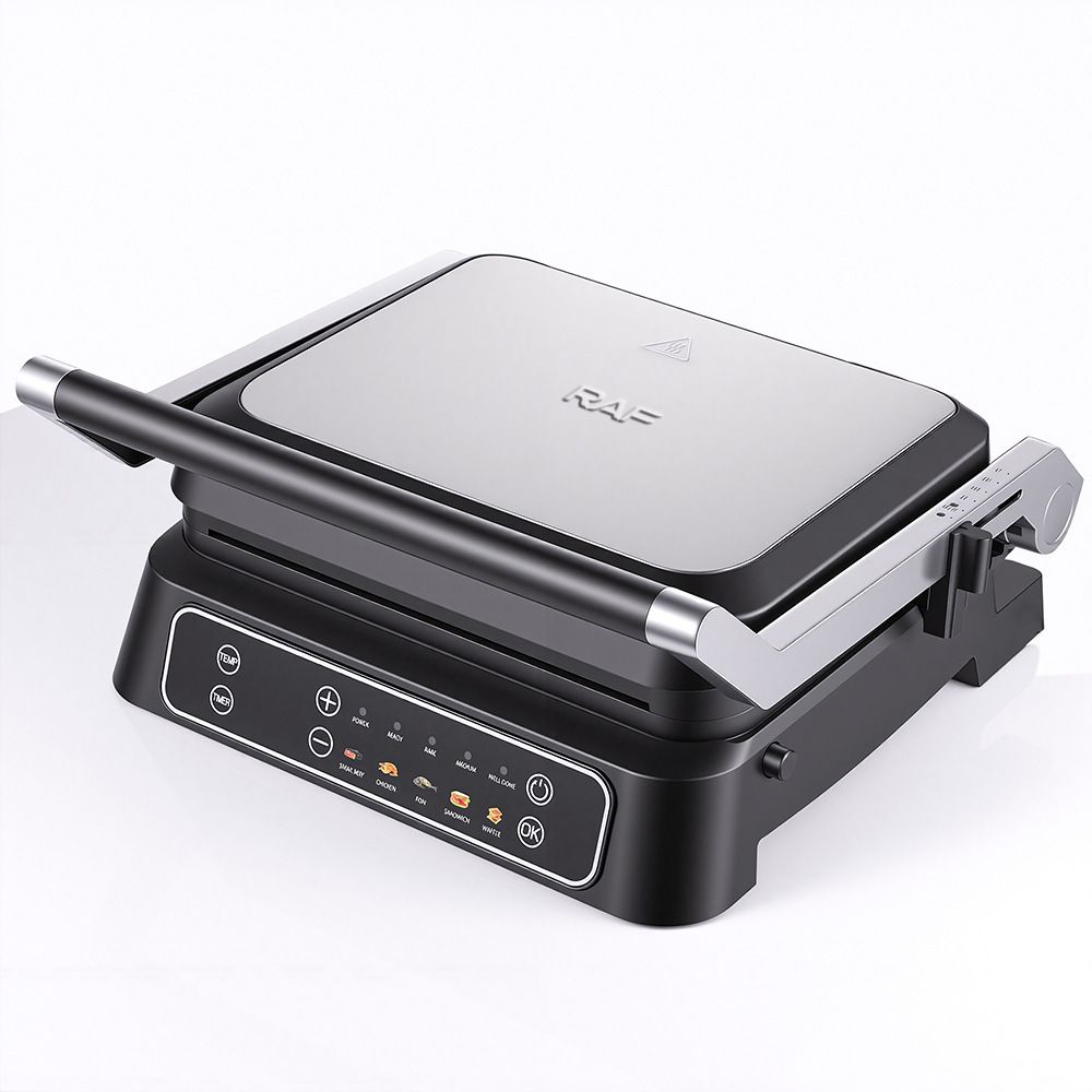 Two-in-One Electric Grill and Sandwich Maker with Interchangeable Non-Stick Plates, 180-Degree Flip-Open Design for Steaks, Paninis, Waffles, and Breakfast Favorites in Home Kitchens (Black)