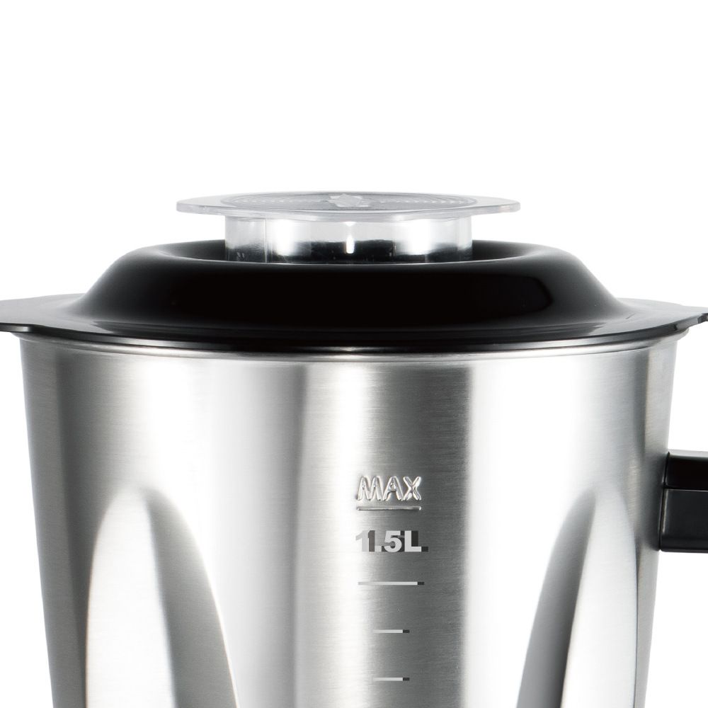 2-in-1 Electric Blender and Grinder with Stainless Steel Body, 1.5L Large Capacity Jar and Compact Glass Grinding Cup for Smoothies, Juices, Coffee Beans and Dry Ingredients (Silver)