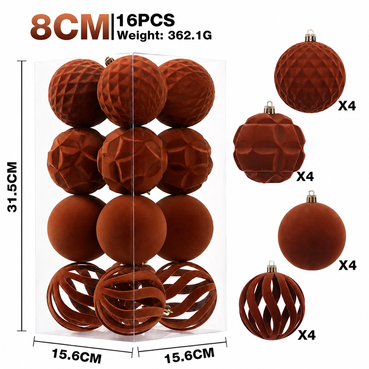 Luxury Flocked Christmas Balls Set for Holiday Tree Hanging, Festive Home Decor, Seasonal Party Ornament, Elegant Velvet Baubles (Beige)