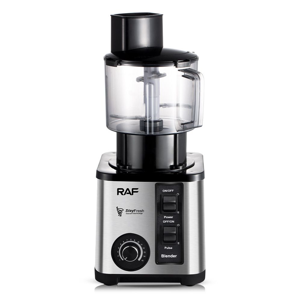 3-in-1 Multifunctional Electric Blender with Stainless Steel Body and Three Interchangeable Jars for Juicing, Grinding, and Food Prep in the Home Kitchen (Silver)