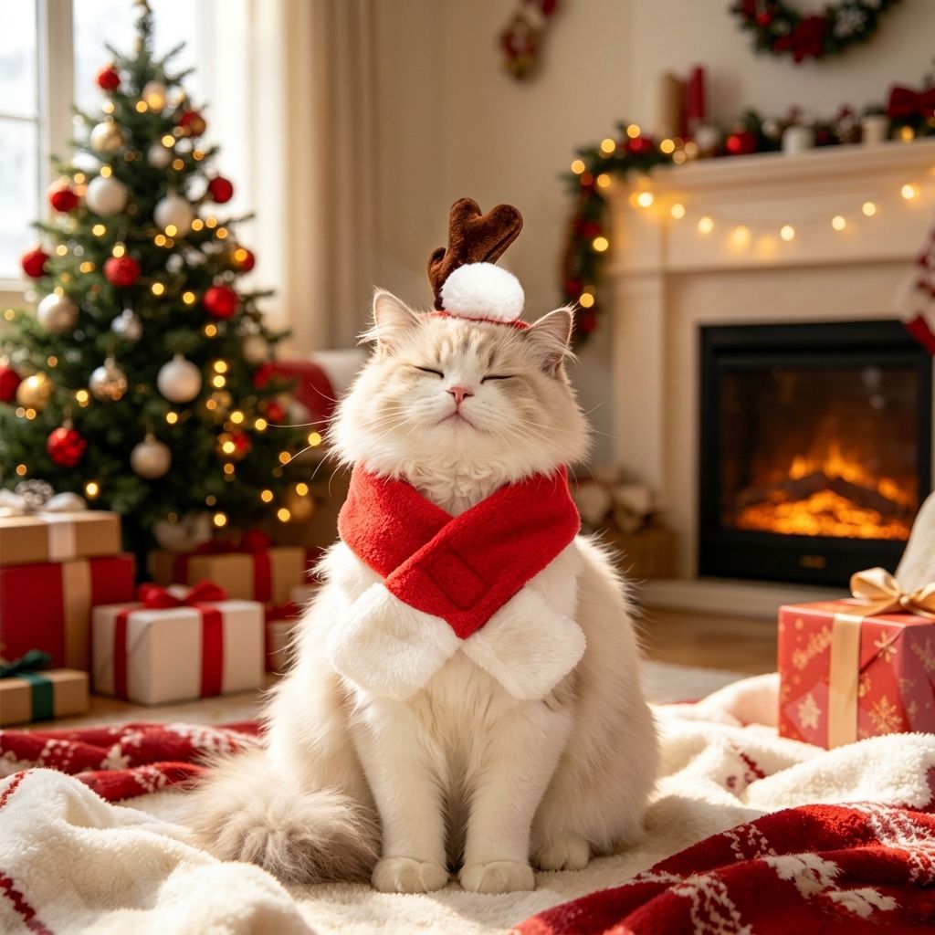 Christmas Reindeer Antler Headband and Scarf Set for Small Pets, Festive Holiday Photo Prop Accessory for Cats, Puppies and Rabbits (Scarf Only)