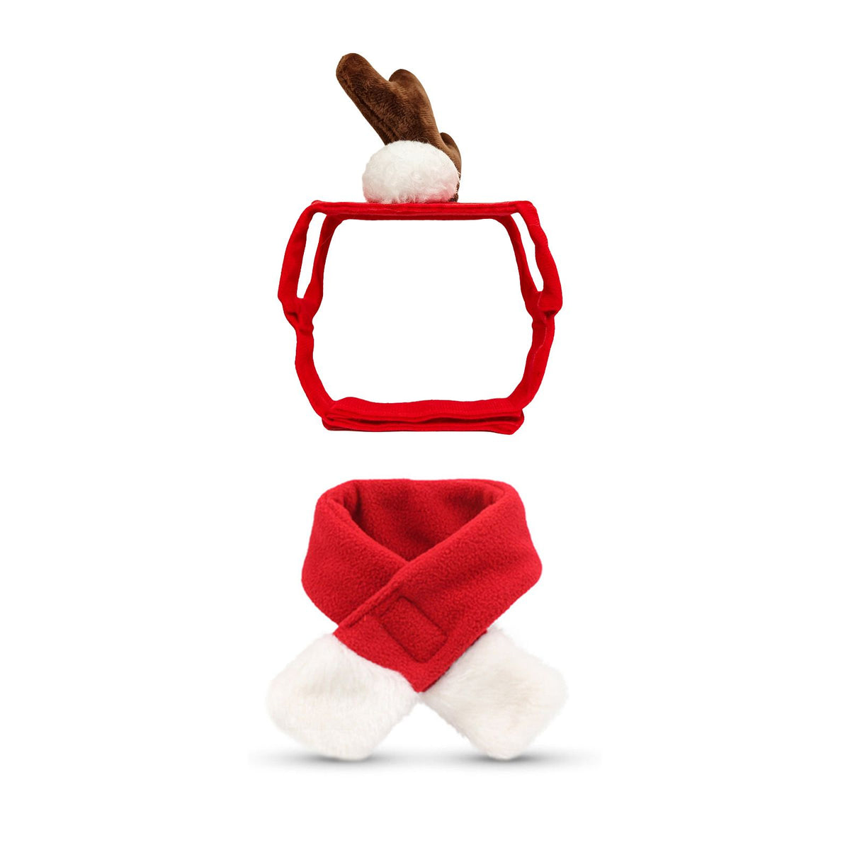 Christmas Reindeer Antler Headband and Scarf Set for Small Pets, Festive Holiday Photo Prop Accessory for Cats, Puppies and Rabbits (Scarf Only)