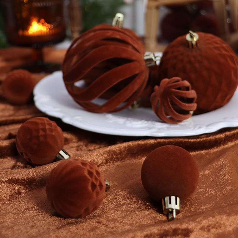 24-Piece Flocked Christmas Ball Ornament Set in Four Textured Styles, 4cm Hanging Decors for Holiday Tree, Festive Scene Display and Tabletop Atmosphere Enhancement (Burgundy)