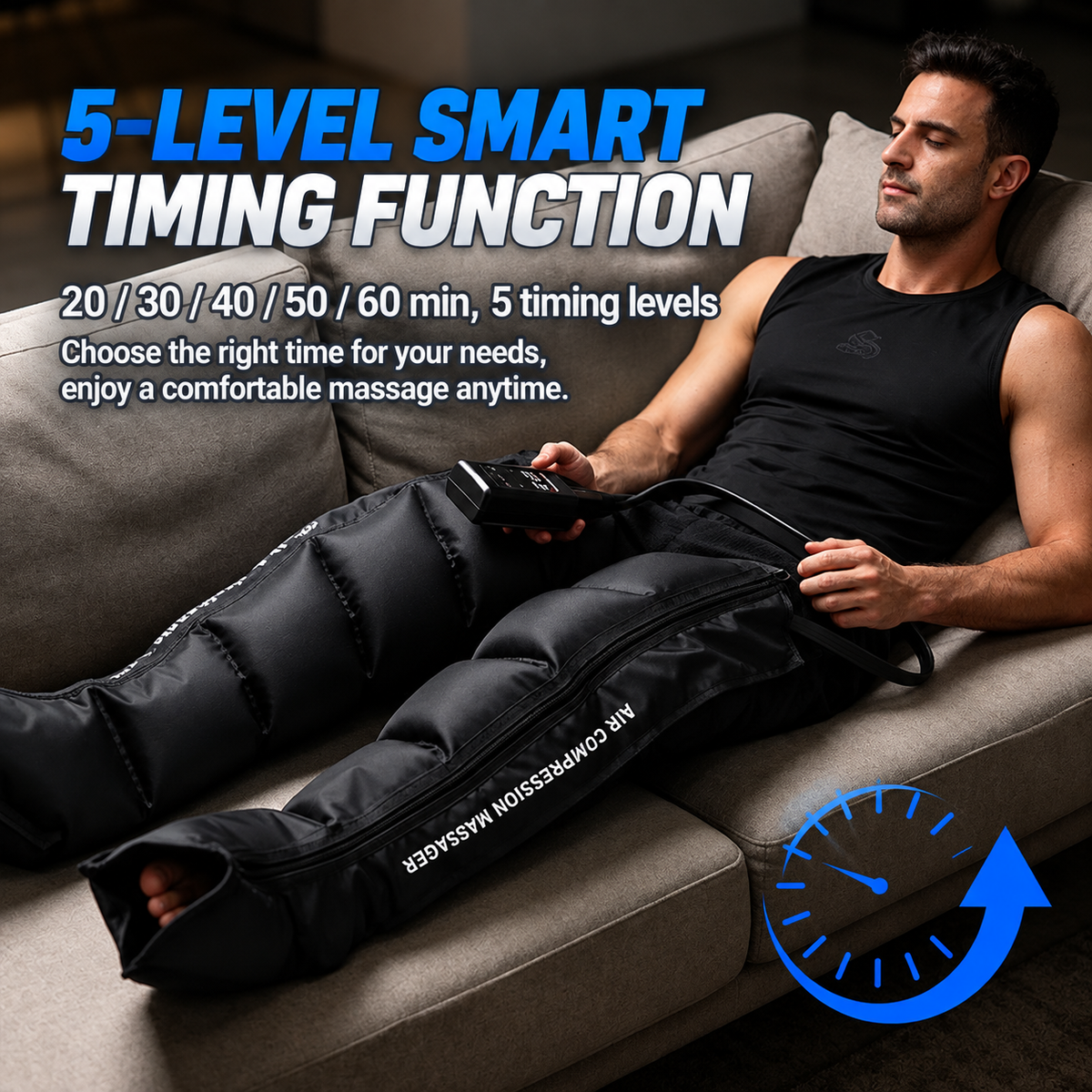 Air Compression Leg Massager Boots for Post-Workout Recovery and Daily Leg Relaxation, Full-Wrap Design with Breathable Fabric and Easy-Grip Zipper, Ideal for Gym and Home Use (A Pair)