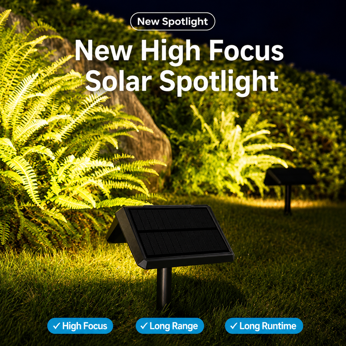 Solar Powered Outdoor Landscape Spotlights with IP65 Waterproof ABS+PC Construction, Dual Color Temperature Options for Garden Pathway Wall and Patio Ambient Lighting, Easy Ground Insert or Wall Mount Installation (4PCS, 6500K(Cool White))