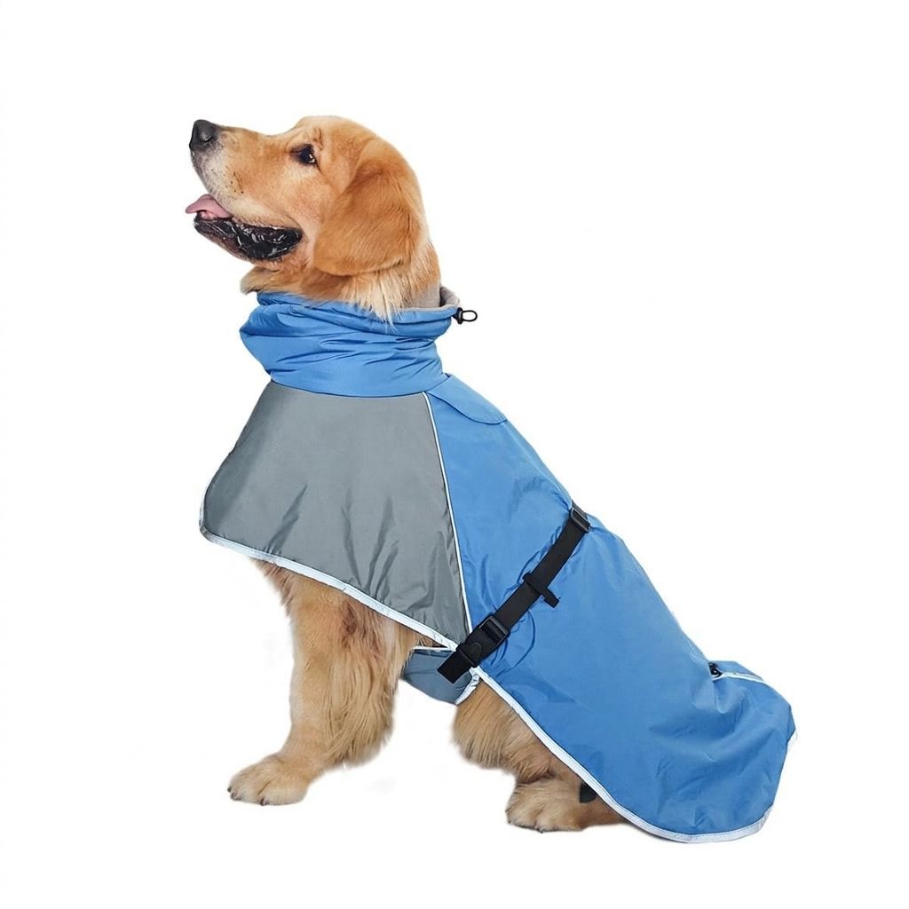 Waterproof Windproof Fleece-Lined Dog Raincoat with Reflective Trim and Leash Opening for Large Breeds, Ideal for Rainy and Snowy Walks (6XL)