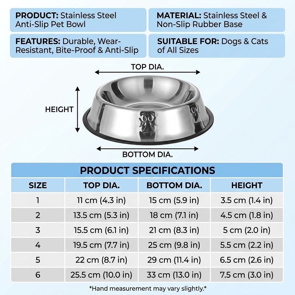 Stainless Steel Anti-Slip Pet Bowl with Rubber Base, Durable Scratch-Resistant Cat and Dog Food Dish, Easy-Clean Water Feeder for All Breeds, Home Feeding Essential with Paw Print Design (Bone, 5)
