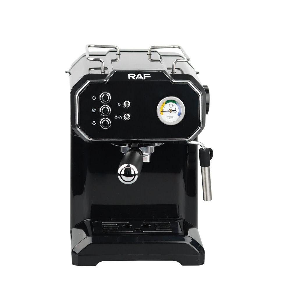 Semi-Automatic Espresso Coffee Machine with Steam Wand for Home and Small Office Use, Dual Cup Extraction, Milk Frother for Cappuccino Latte Macchiato (Black)