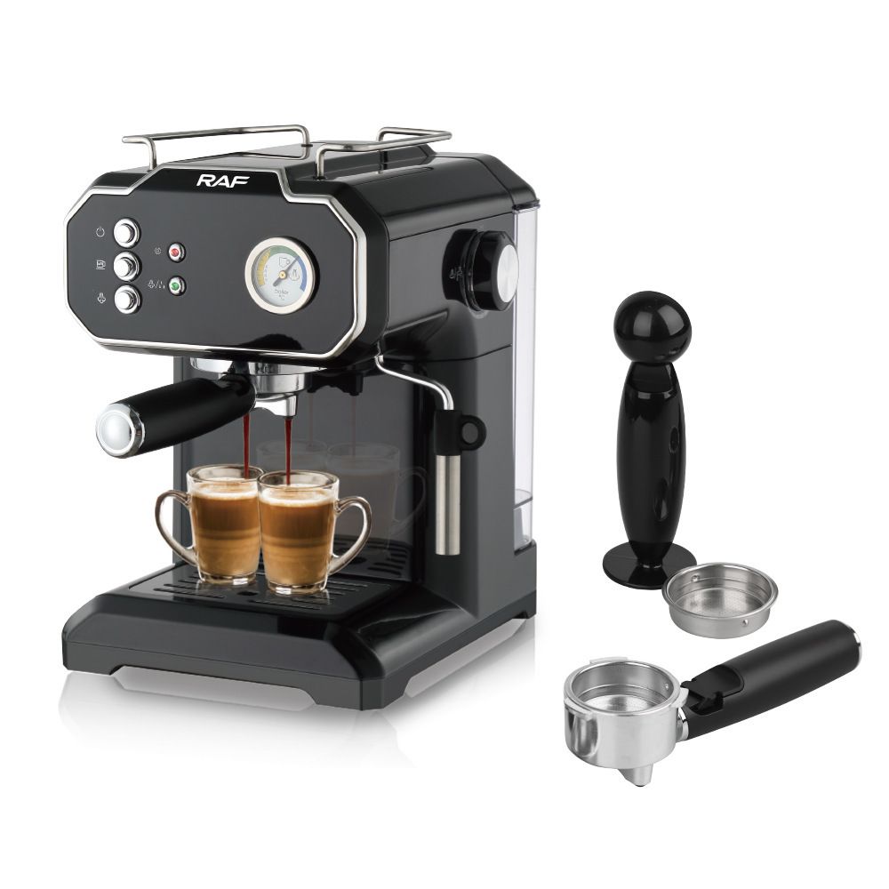 Semi-Automatic Espresso Coffee Machine with Steam Wand for Home and Small Office Use, Dual Cup Extraction, Milk Frother for Cappuccino Latte Macchiato (Ivory)