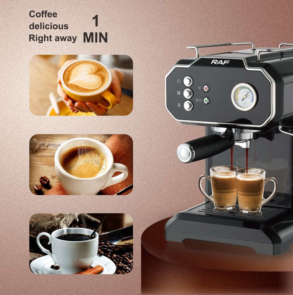 Semi-Automatic Espresso Coffee Machine with Steam Wand for Home and Small Office Use, Dual Cup Extraction, Milk Frother for Cappuccino Latte Macchiato (Ivory)