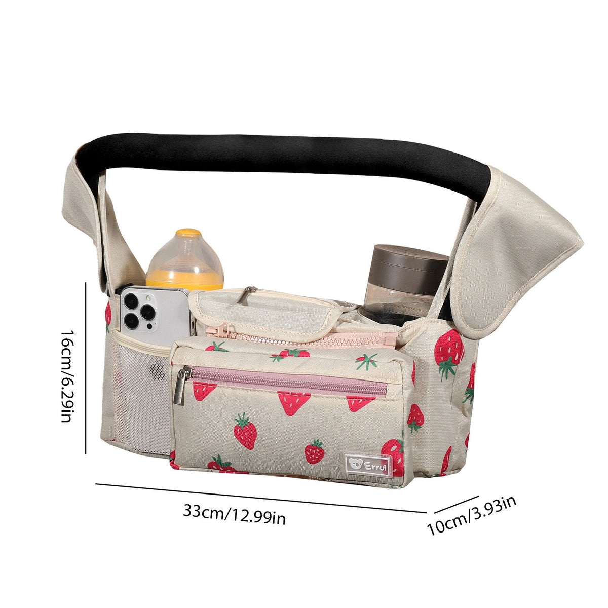 Multifunctional Stroller Organizer Bag – Universal Hanging Storage Pouch with Insulated Bottle Holder, Detachable Pouch, and Adjustable Straps, Doubles as a Crossbody Diaper Bag for On-the-Go Convenience (Blue)