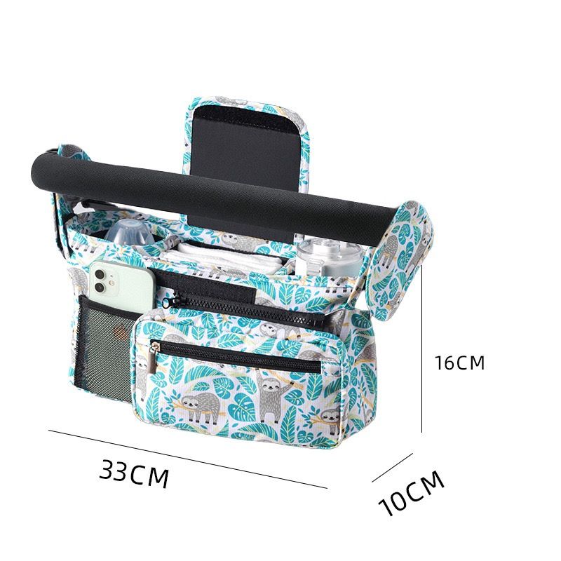 Multifunctional Stroller Organizer Bag – Universal Hanging Storage Pouch with Insulated Bottle Holder, Detachable Pouch, and Adjustable Straps, Doubles as a Crossbody Diaper Bag for On-the-Go Convenience (Blue)