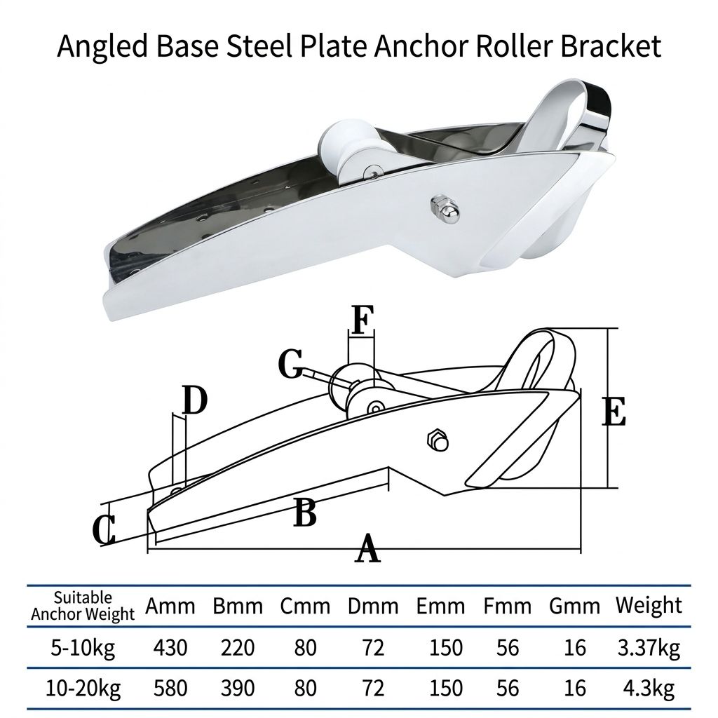 Marine Grade Stainless Steel Boat Anchor Roller Bracket with Dual Rollers and Anchor Stopper for Bow Mounting, Corrosion Resistant Anchor Retrieval System for Boats and Yachts (Angled Base 10-20KG)