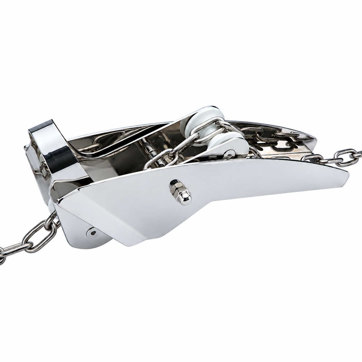 Marine Grade Stainless Steel Boat Anchor Roller Bracket with Dual Rollers and Anchor Stopper for Bow Mounting, Corrosion Resistant Anchor Retrieval System for Boats and Yachts (Angled Base 10-20KG)