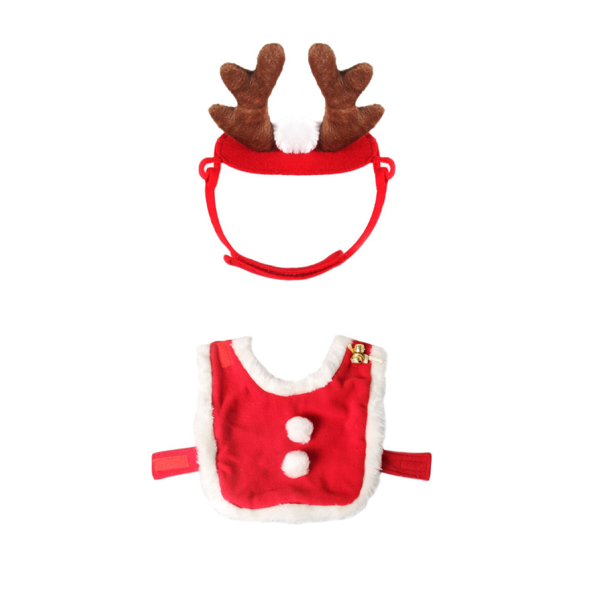 Christmas Pet Costume Set with Reindeer Antler Headband Santa Hat Scarf and Cape for Small Cats and Dogs Holiday Photo Outfit (Antlers)