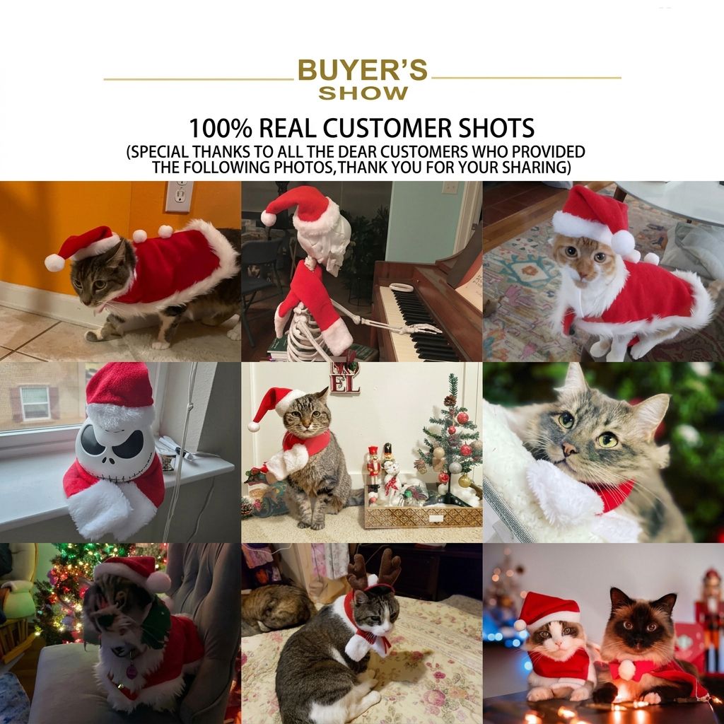 Christmas Pet Costume Set with Reindeer Antler Headband Santa Hat Scarf and Cape for Small Cats and Dogs Holiday Photo Outfit (Cape+Antlers)