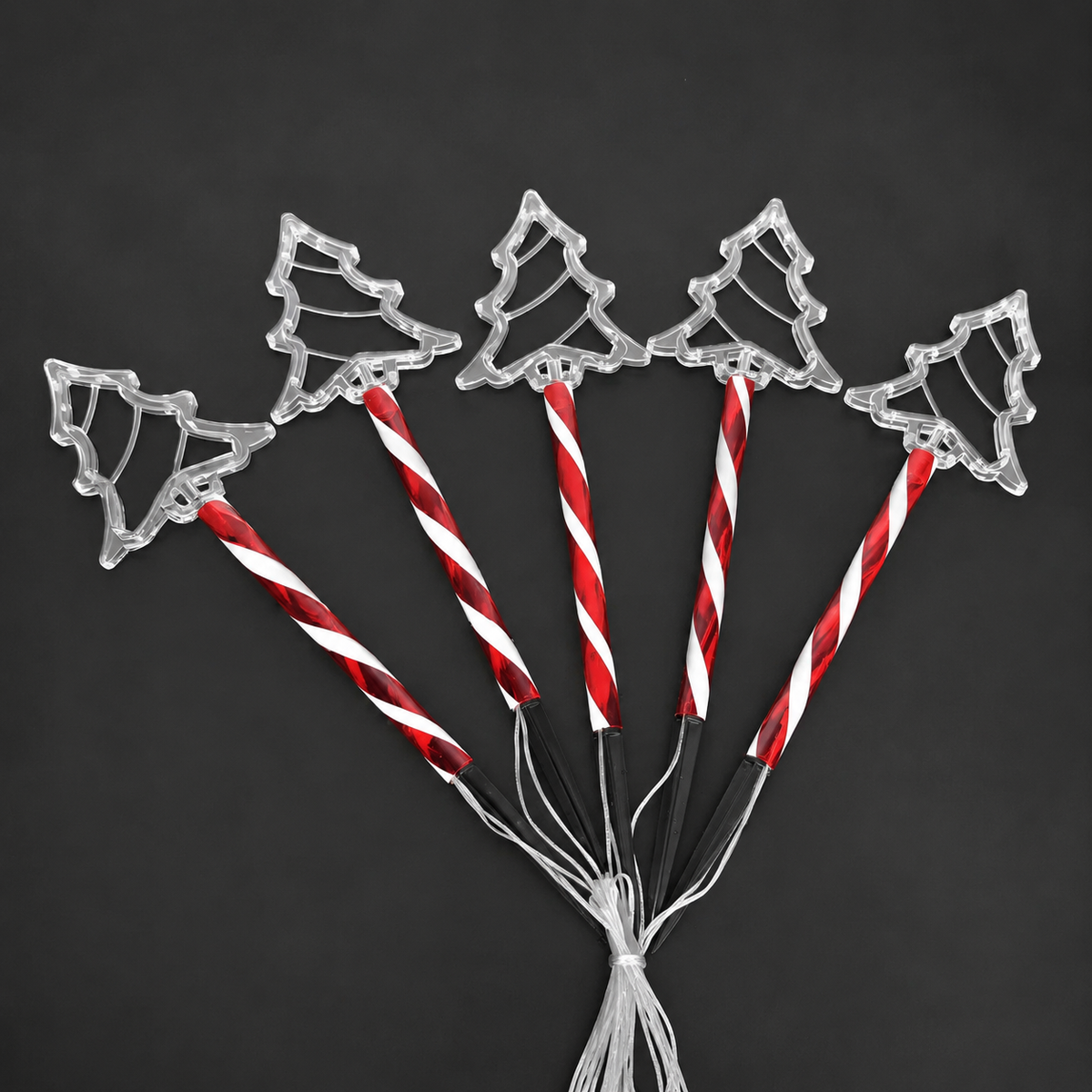 Solar-Powered Christmas Tree Stake Lights with Red-White Spiral Poles, Emitting a Warm White Glow - Perfect Outdoor Decoration for Garden, Lawn, Yard, Pathway, Snowy Landscape During the Holiday Season (Transparent, 1PCS)