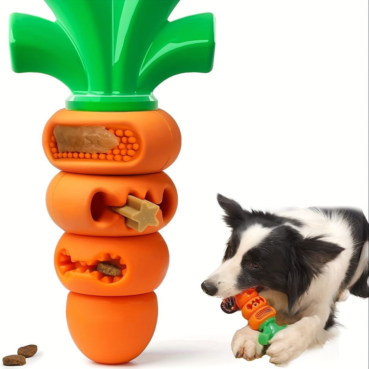 Interactive Carrot-Shaped Dog Chew Toy for Dental Health, Boredom Relief, and Treat Dispensing – Durable Nylon Material for Aggressive Chewers, Perfect for Fun Playtime with Your Pup (Coral Red)