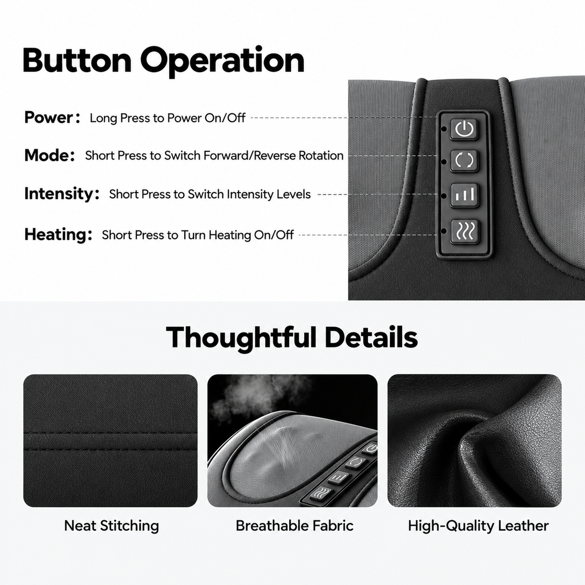 Relaxing Foot Massager with Premium Leather Shell and Breathable Fabric for Home Use, Soothing Feet Relief After Long Days (Black)