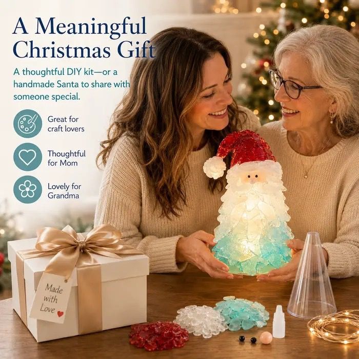 DIY Luminous Sea Glass Christmas Ornament Kit – Create Santa, Snowman, Reindeer, Wreath, Tree & Angel Decor with Built-in LED Lights, Perfect Handmade Holiday Centerpiece & Gift for Festive Home Ambiance (Snowman)