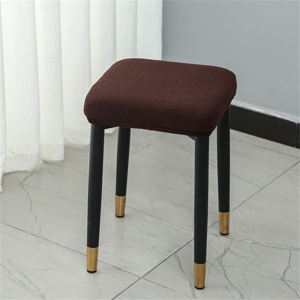 stool cover, 2-piece set, stretched rectangular strip stool cover, jacquard dressing table stool cover, washable counter stool cover, strip stool seat cover with elastic band(Checkered coffee color)