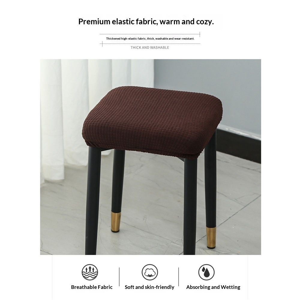 stool cover, 2-piece set, stretched rectangular strip stool cover, jacquard dressing table stool cover, washable counter stool cover, strip stool seat cover with elastic band(Checkered coffee color)