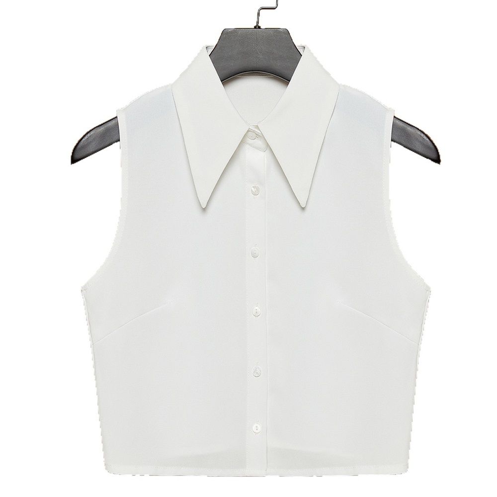 Detachable Collars Fashion Chiffon False Collar Half Shirt Fake Sharp Point Office Suit Decorative Collar(beige M code)