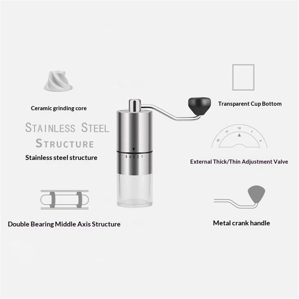 Manual Coffee Grinder Stainless Steel Burr Grinder External Adjustable Setting Vintage Hand Coffee Grinder Portable Hand Crank Conical Coffee Bean Grinder Mill for Home,Camping
