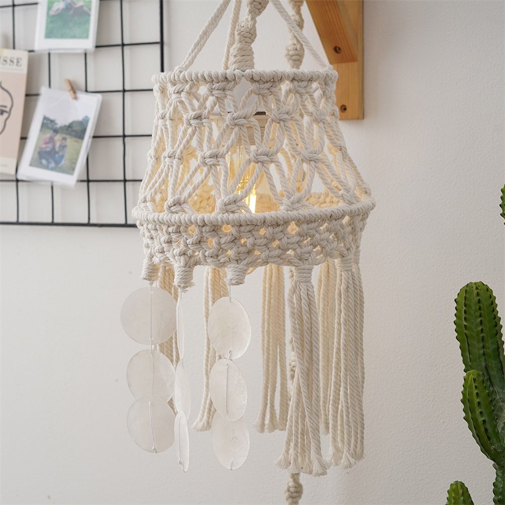 Drum Tassel Lamp shade Replacement for Table Lamps, Floor Lamps and Pendant Lights - Handcrafted Tassel (White,Only lampshade)