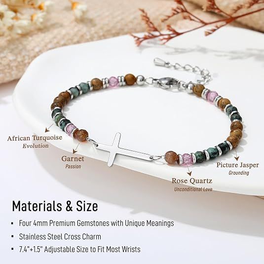 Christian Cross Bracelet for Women, Stocking Stuffers for Women, Confirmation Baptism Easter Gifts, Unique Gift for Friends Daughter Mom Sister in Christ on Birthday Christmas