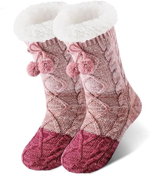 Women Slipper Fuzzy Socks, Non Slip Winter Warm Fluffy Fleece Lined Cozy Soft Thick Comfy Thermal Christmas Sock