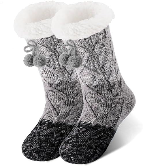 Women Slipper Fuzzy Socks, Non Slip Winter Warm Fluffy Fleece Lined Cozy Soft Thick Comfy Thermal Christmas Sock