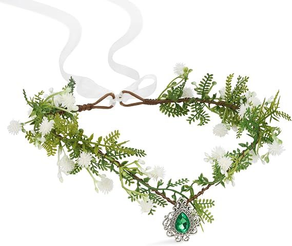 Fairy Flower Leaf Crowns for Women Elven Princess Tiara Elf Headpiece for Cosplay Halloween Costume Photoshoot Wedding Valentine's Day Gifts for Boyfriends and Girlfriends