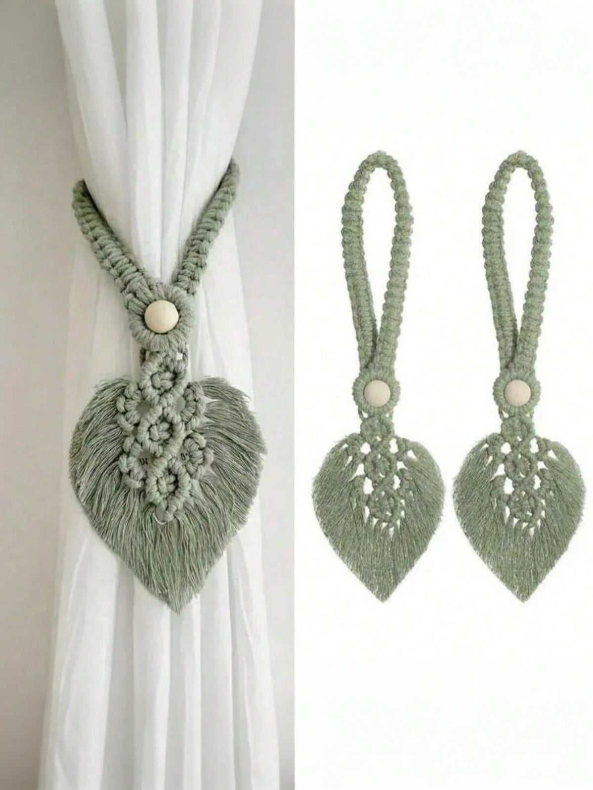 2pcs Set Of Bohemian Style Curtain Straps Hand Woven Colorful Leaf Decorative Buckles Curtain Binding Ropes Home Soft Decoration Hanging Ornaments Wedding Decor