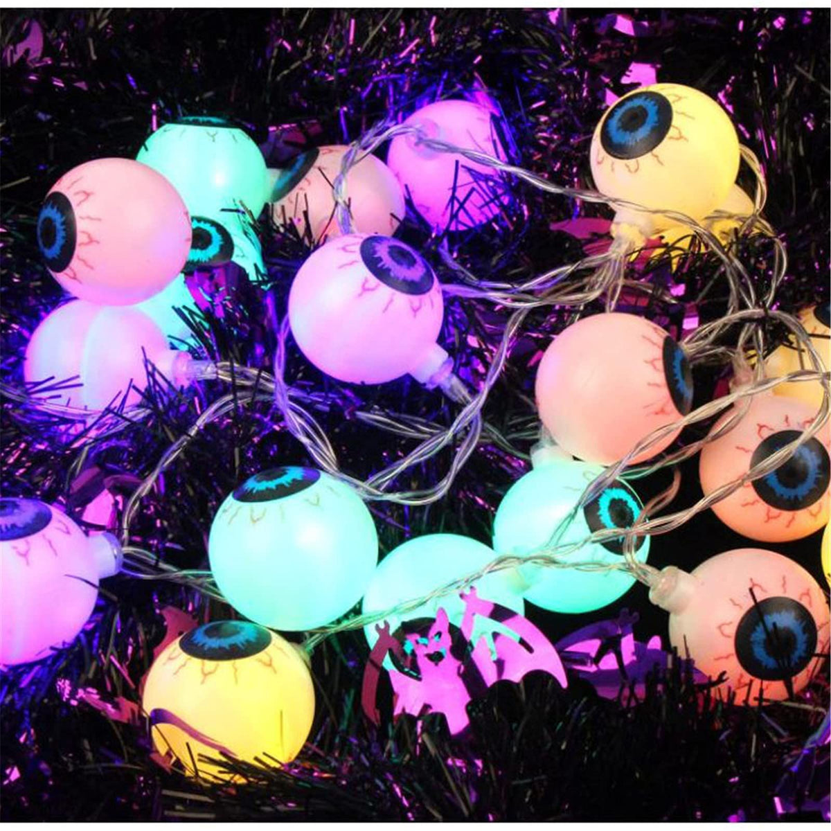 Halloween String Lights, Cute Eyeball Colorful Light Strings for Halloween Party Home Bedroom Lighting Decoration 3m