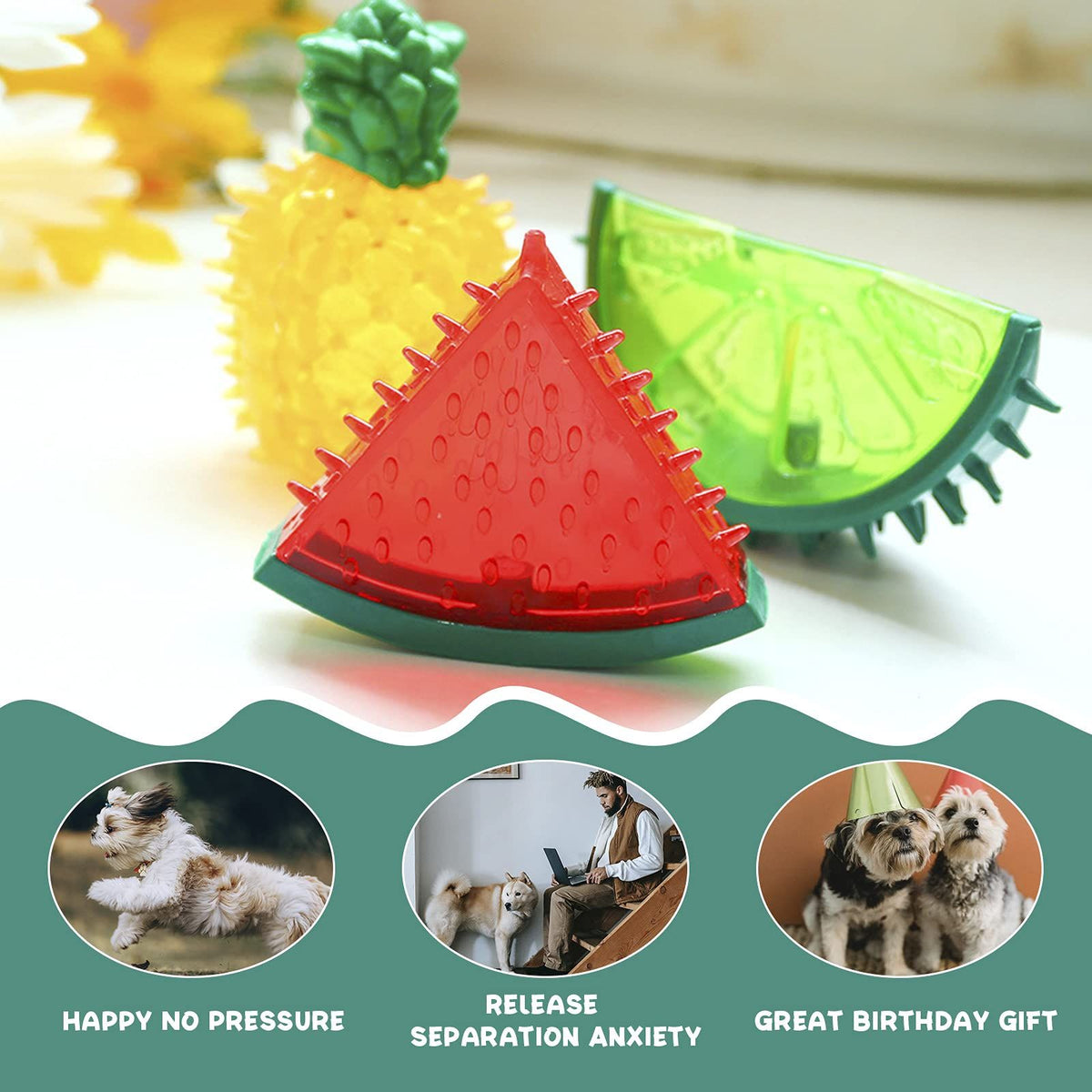 3 Pcs/Pack Dog Cooling Chew Toys, Frozen Teething Toy for Puppies, Summer Interactive Squeaky Toys, Small and Medium Pet Treat