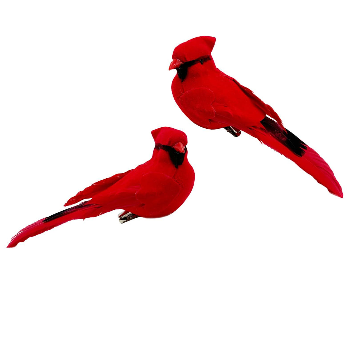 2pcs Red Bird Decor Artificial Red Cardinal Birds Clip-Christmas Cardinal Birds Clip for Christmas Tree Ornament Decorations(Clip)
