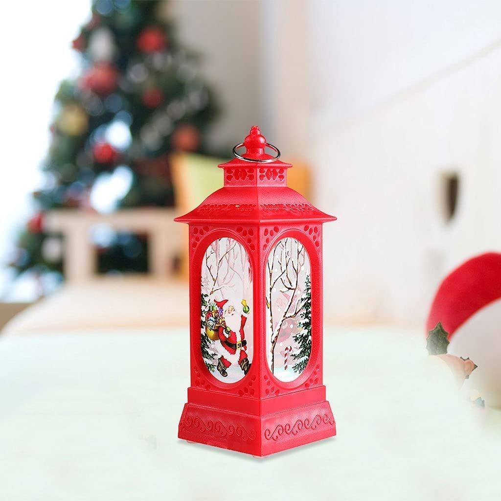 Christmas Lanterns, Portable Small Retro Lamps Battery Operated Santa Night Lights Lamp Candle LED Tabletop Xmas Room Decorations