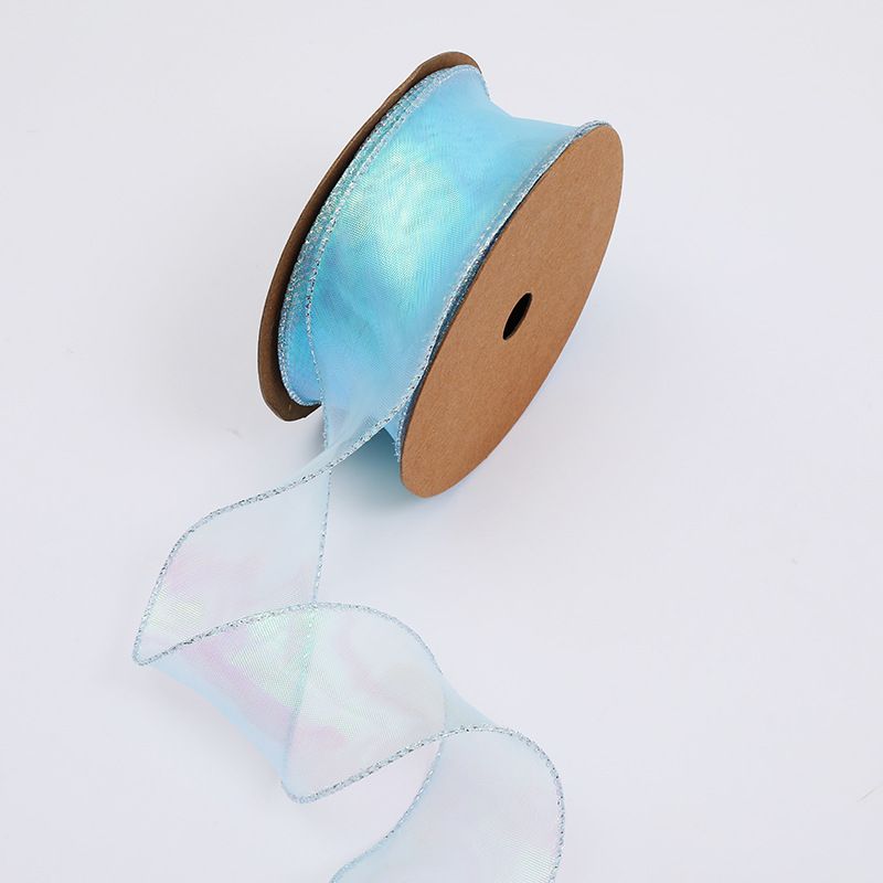 Light Sky Blue Wired Chiffon Ribbon Sheer Ribbons for Crafts Floral Bouquets Wedding Car Party Decorations Valentine's Day