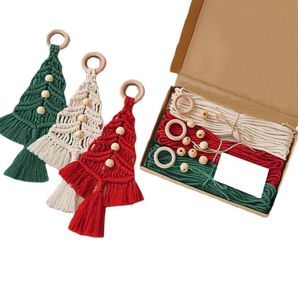 Crochet Kits for Beginners,DIY Wall Hanging Christmas Tree Craft Starter Kit with Step-by-Step Video Tutorials for Adults Kids