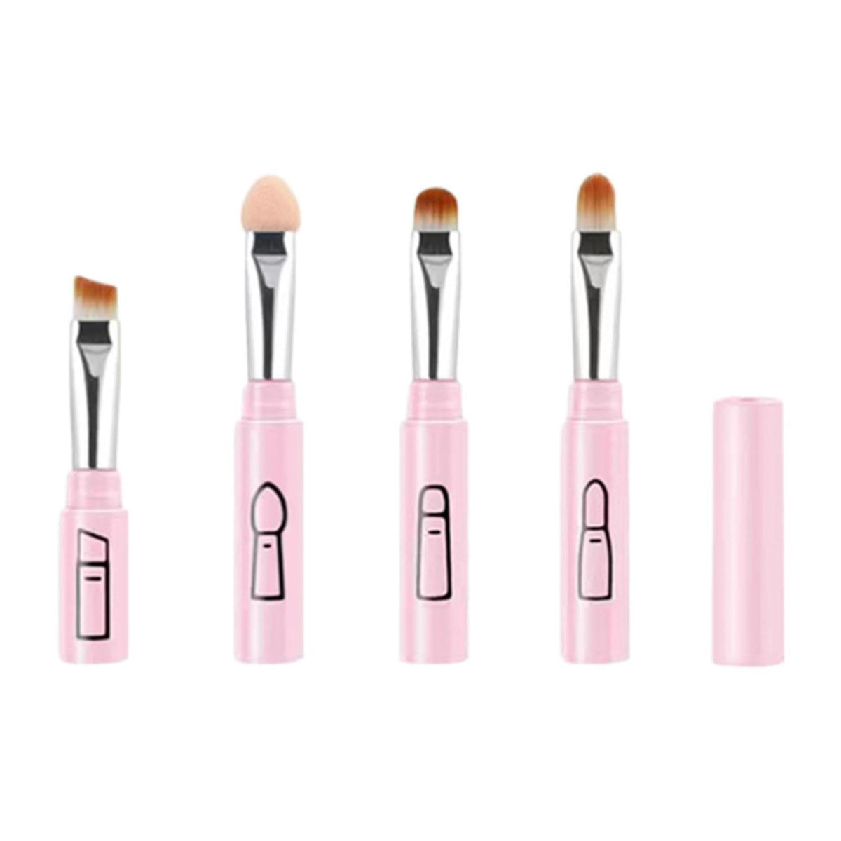 3 Pcs Makeup Brushes Retractable Travel Portable Eyeshadow Sponge Eyeshadow Eyebrow Brush Combination Design