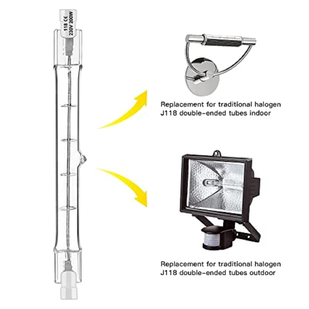 5pcs Double ended filament floodlight quartz tube lamp, Double ended halogen tube floodlight, dimmable heating tube