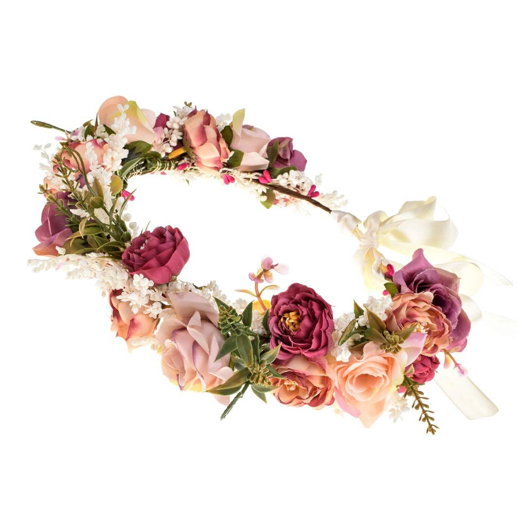 Wedding Flower Crown Girls Floral Headband Hair Wreath Garland Boho Halo Floral Headpiece Women Festival Party