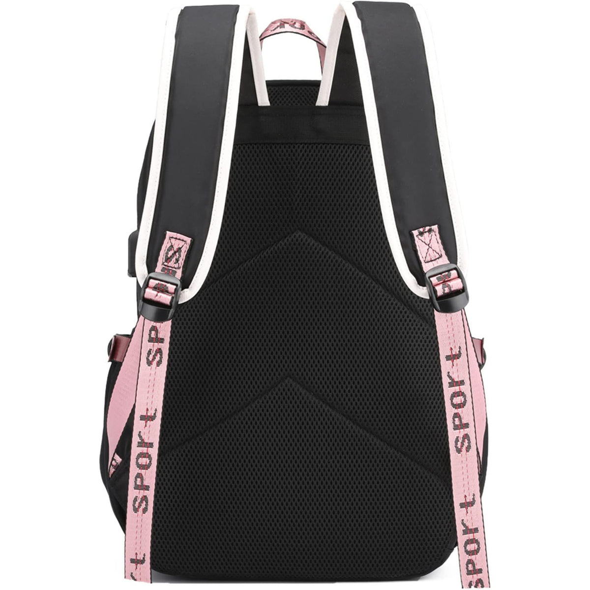 (pink )Teen Girls Laptop Backpack Junior Middle School Daypack with USB Charge Port (pink,11.4*6.3*18in) Bagpack